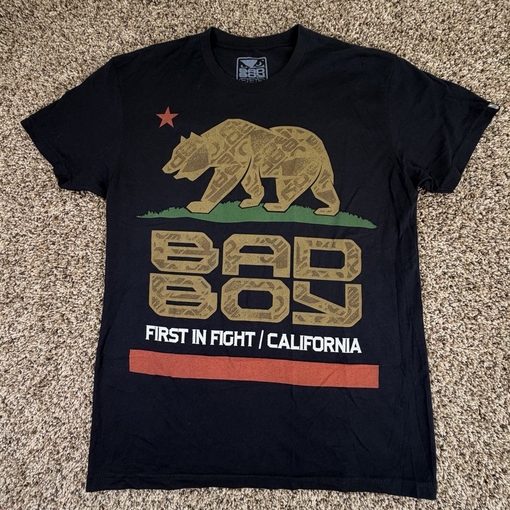 Bad Boy Pro Series California Bear MMA T Shirt Men's Medium Black First In Fight